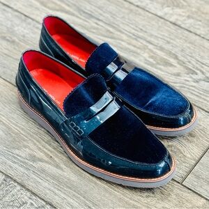Marc Nolan Men’s Abe Navy Patent Leather Penny Loafers